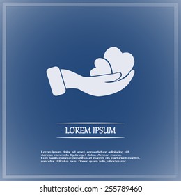 Vector illustration heart on hand, vector icon