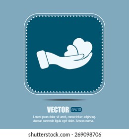 Vector illustration heart on hand, vector icon