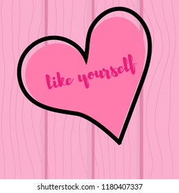 Vector illustration. Heart on a pink wooden background