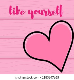 Vector illustration. Heart on a pink wooden background