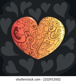Vector illustration of a heart in a pattern