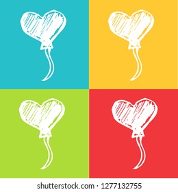 Vector Illustration of Heart with Pattern Red, Yellow, Blue and Green Background. Graphic Design for Logo and T-shirt. 