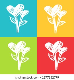 Vector Illustration of Heart with Pattern Red, Yellow, Blue and Green Background. Graphic Design for Logo and T-shirt. 