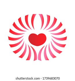 Vector illustration of a heart with a pattern in red light