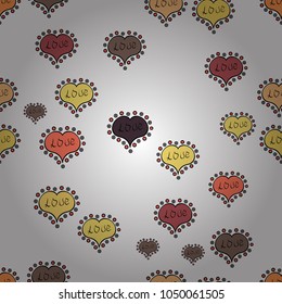 Vector illustration. Heart pattern. Valentine':s with white, black and yellow elements. Seamless Geek valentine':s day hearts background.