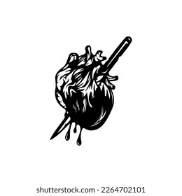 vector illustration of heart pierced by an arrow