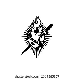 Vektorgrafik eines von einem Dagger durchbohrten Herzens