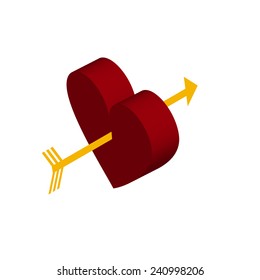 vector illustration of a heart pierced by an arrow, a symbol of Valentine's Day