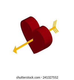 vector illustration of a heart pierced by an arrow, a symbol of Valentines Day
