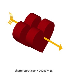 vector illustration of a heart pierced by an arrow, a symbol of Valentines Day
