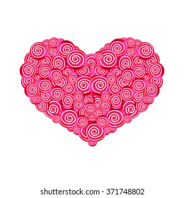 Vector illustration. Heart of pink lollipops