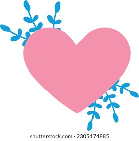 Vector illustration of a heart with plant leaves. Personal growth and self love. Self-discovery and emotions.
