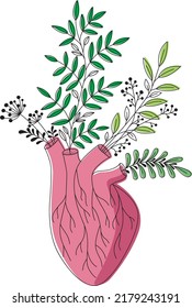 vector illustration Heart with plants