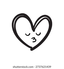 a vector illustration of a heart with a puckered lips blowing a kiss.