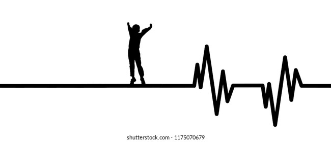 Vector illustration of heart pulse with child on a white background.
