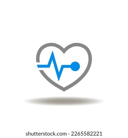 Vector illustration of heart pulse. Icon of heartbeat. Symbol of helth care. Sign of medical diagnostic.