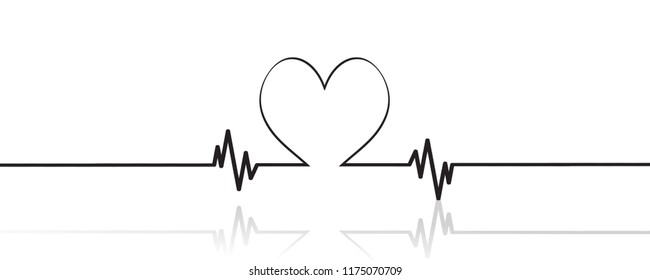 Vector illustration of heart pulse with heart on a white background.