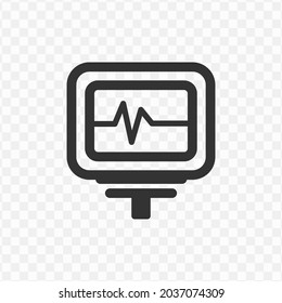 Vector illustration of heart rate monitor icon in dark color and transparent background(png).