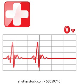 Vector illustration of a heart rate monitor as the heartbeat flatlines