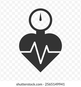 Vector illustration of heart rate pressure icon in dark color and transparent background(PNG).