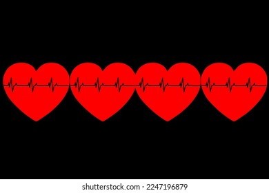 Vector illustration of heart rate and pulse graph