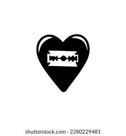 vector illustration of heart with razor concept