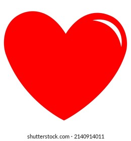 Vector illustration of heart in red color. Red love valentine heart with white background