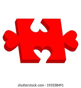 Vector illustration of Heart - red puzzle on a white background