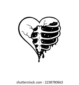 vector illustration of a heart with ribs