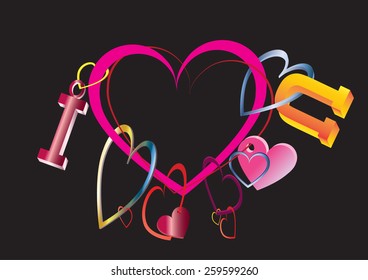 vector illustration of heart rings in the concept of I love you