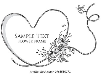 Vector illustration of heart rope frame