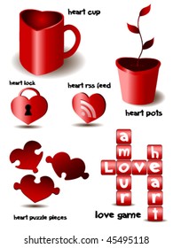 Vector illustration of heart set - object