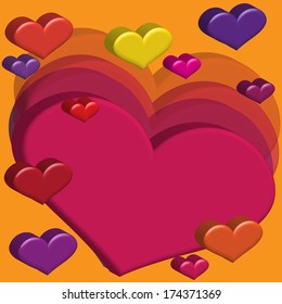 Vector illustration of heart in several colors.