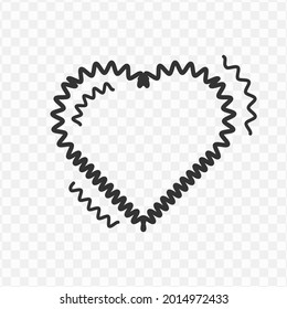 Vector illustration of heart shaking icon in dark color and transparent background(png)