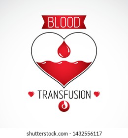 Vektorgrafik der Herzform. Bluttransfusionskonzept, Wohltätigkeitsorganisation und freiwilliges konzeptionelles Logo für die Verwendung in der medizinischen Pflegewerbung.