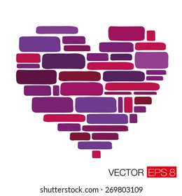 vector illustration. Heart shape with decorative bricks 