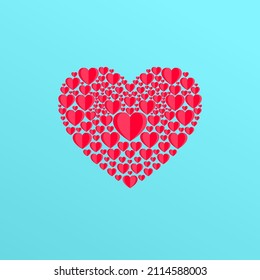 ilustración vectorial de una forma cardíaca formada por una colección de formas cardíacas