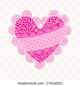 vector illustration of heart shape frame with lace work