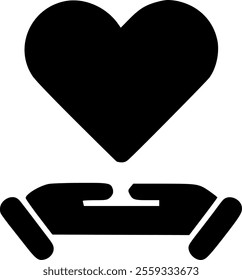 Vector illustration of a heart shape held by two hands, symbolizing love, care, support, and compassion. Perfect for healthcare, charity, relationships, wellness, and community-oriented designs.