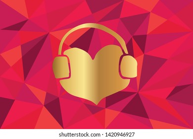 Vector Illustration of Heart Shape Icon with Red Polygon and Geometric. Graphic Design for Template, Layout, Background, Poster and More. 