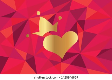 Vector Illustration of Heart Shape Icon with Red Polygon and Geometric. Graphic Design for Template, Layout, Background, Poster and More. 