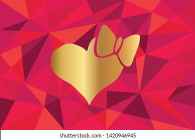 Vector Illustration of Heart Shape Icon with Red Polygon and Geometric. Graphic Design for Template, Layout, Background, Poster and More. 