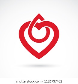 Vector illustration of heart shape isolated on white. Hematology theme, medical treatment design for use in pharmacy business.