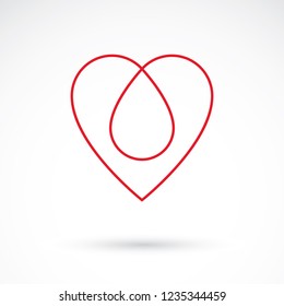 Vector illustration of heart shape isolated on white. Hematology theme, medical treatment design for use in pharmacy business.