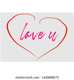 Vector illustration of heart shape line with the words love u