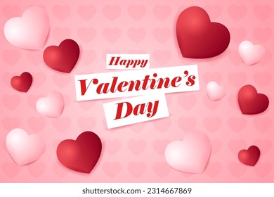 ilustración vectorial del amor de forma cardíaca y del fondo romántico para los saludos del día de San Valentín feliz