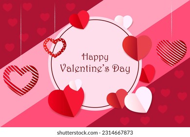 ilustración vectorial del amor de forma cardíaca y del fondo romántico para los saludos del día de San Valentín feliz