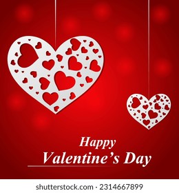 vector illustration of heart shape love and romance background for Happy Valentine's Day greetings