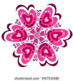 Vector illustration of heart shape made radial way