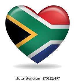 Vector illustration of heart shape of South Africa insignia isolated on white